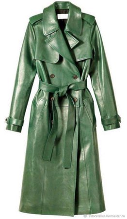 green leather coat