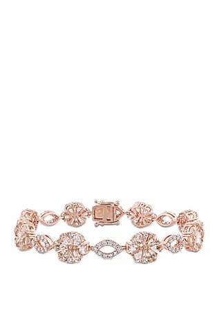 Belk & Co. 12.5 ct. t.w. Morganite, White Sapphire & 1.25 ct. t.w Diamond Flower Bracelet in 14k Rose Gold