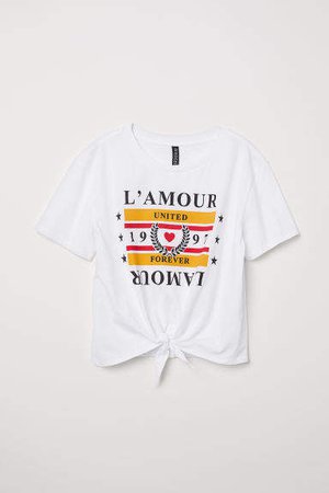 T-shirt with Tie - White