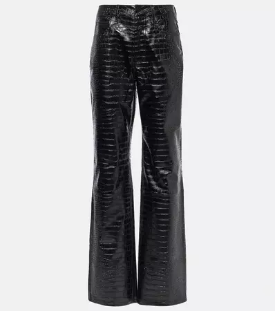 Bonnie Croc Effect Faux Leather Pants in Black - The Frankie Shop | Mytheresa