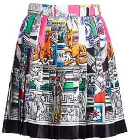 Women's Pleated Temple SIlk Skirt - Temple Print - Size 38 (2)