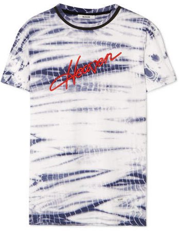 BLOUSE - Heaven Embroidered Tie-dye Cotton-jersey T-shirt - Indigo