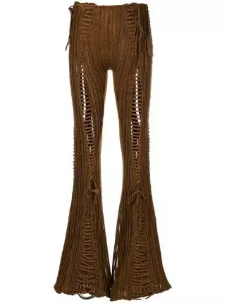 Isa Boulder lace-detail Flared Knitted Trousers - Farfetch