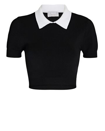 Victor Glemaud Contrast Polo Crop Top In Black | INTERMIX®