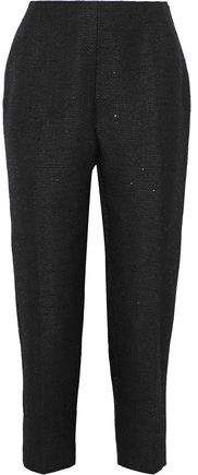 Cropped Sequin-embellished Tweed Straight-leg Pants