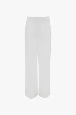 Waistband Detail Straight Leg Trouser In White – Victoria Beckham US