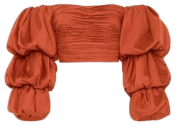 orange ruffle off-shoulder top