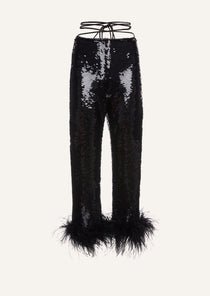 Sequin feather pants in black | Magda Butrym