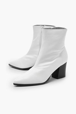 Pointed Toe Low Block Ankle Boots | Boohoo