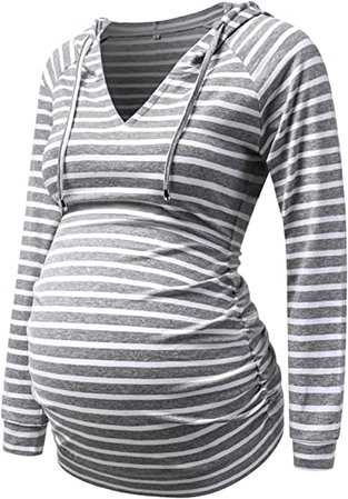 DEBELLY Maternity Shirt Pregnancy Top Casual Tee Mama T Shirt Maternity,Burgundy,M at Amazon Women’s Clothing store