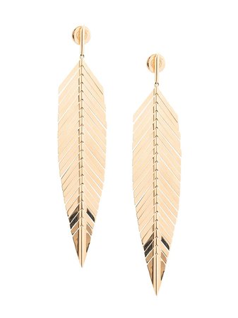 Cadar 18Kt Yellow Gold Large Feather Earrings Continuity | Farfetch.com