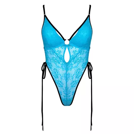 Amphitrite Side Tie Bodysuit Blue Flame | Monique Morin Lingerie | Wolf & Badger