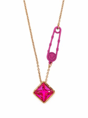 Versace Medusa Safety Pin Crystal Necklace - Farfetch