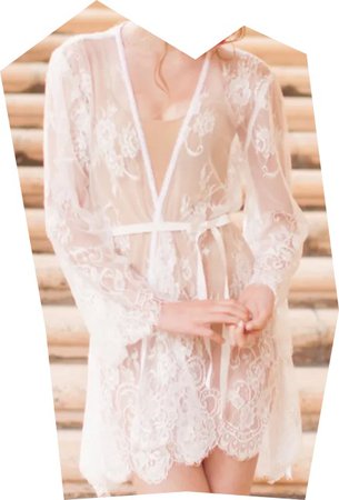 white lace sheer bridal robe