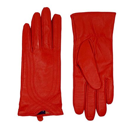 Nappaglo Nappa Leather Gloves Warm Lining Winter Handmade Curve Imported Leather Lambskin Gloves for Women (M, Red) at Amazon Women’s Clothing store