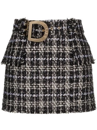 Balmain Belted Tweed Mini Skirt
