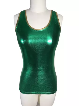 Green Metallic Tank Top Bodycon Clubwear Rave Wear - Etsy