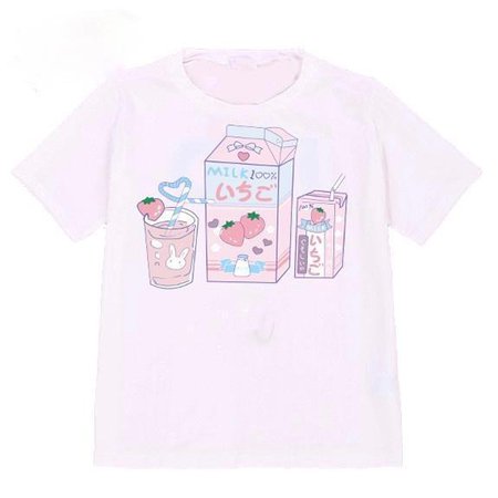 Strawberry Milk Graphic Tee Japanese T-Shirt Top | Kawaii Babe