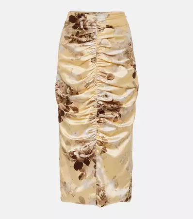 Alessandra Rich - Printed silk-blend satin midi skirt | Mytheresa