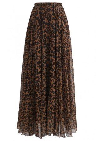 Leopard Watercolor Maxi Skirt in Brown - Skirt - BOTTOMS - Retro, Indie and Unique Fashion