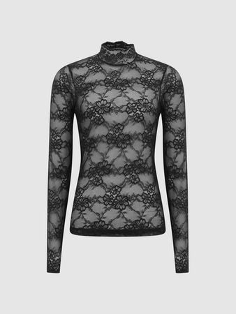Reiss Shannon Lace High Neck Top - REISS