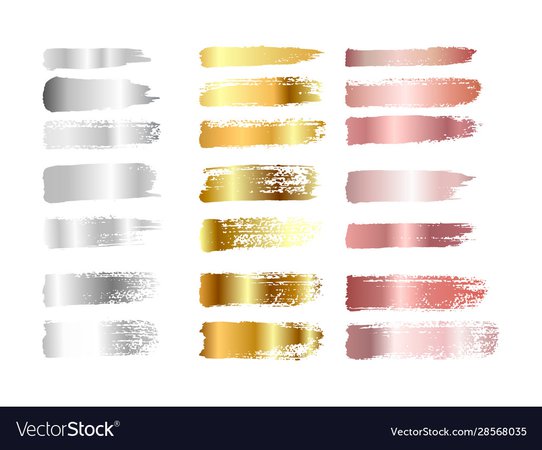 Gold silver and rose gold paint smear stroke Vector Image