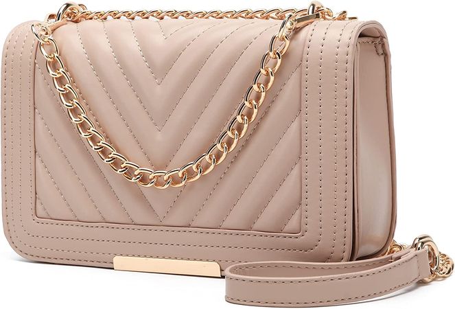 Amazon.com: Lola Mae Crossbody Bags for Women Fashion Quilted Shoulder purse with Convertible Chain Strap Classic Satchel Handbag (Nude-LM715) : Clothing, Shoes & Jewelry