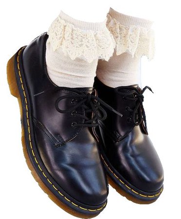 doc marten loafers with frilly socks