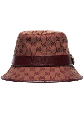 Shop red & brown Gucci GG canvas fedora with Express Delivery - Farfetch