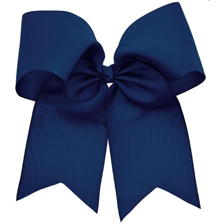Kenz Laurenz 1 Navy Cheer Bow for Girls 7" Large Hair Bows with Ponytail Holder Ribbon