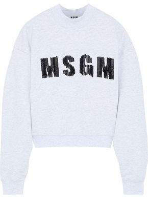 Sequin-embellished French Cotton-blend Terry Sweatshirt