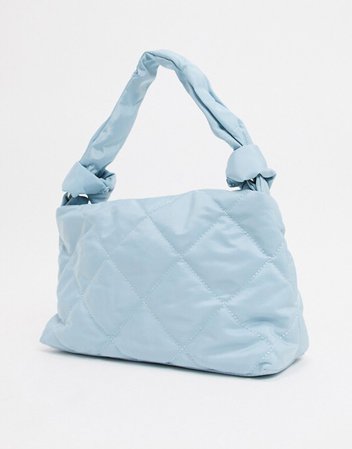 Bershka quilted purse in baby blue | ASOS