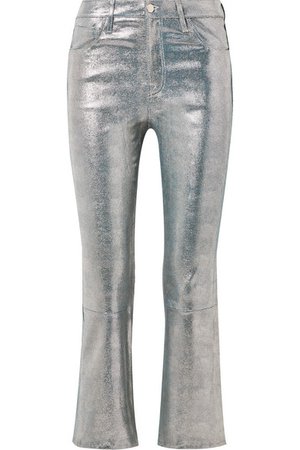 J Brand | Selena cropped metallic snake-effect leather flared pants | NET-A-PORTER.COM