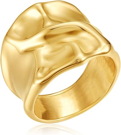 Amazon.com: YADUDA Gold Silver Rings Set for Women Chunky Statement Rings ZC Dome Evil Eye Croissant ring Thick 18K Gold Plated Band Rings: Clothing, Shoes & Jewelry