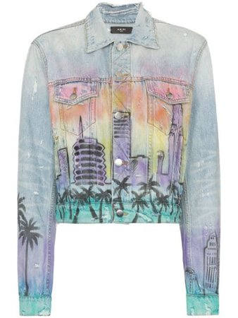 Amiri Hollywood-print boxy denim jacket $1,445 - Buy Online SS19 - Quick Shipping, Price