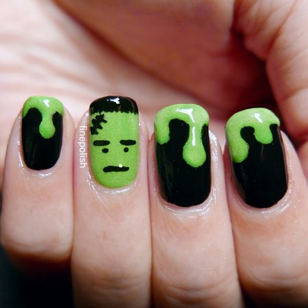 Radioactive Frankenstein Manicure | Fine Polish