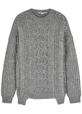 Stella McCartney Grey cable-knit alpaca-blend jumper - Harvey Nichols