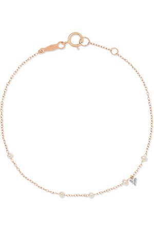 Catbird | Dew Drop 14-karat rose gold, pearl and diamond bracelet | NET-A-PORTER.COM
