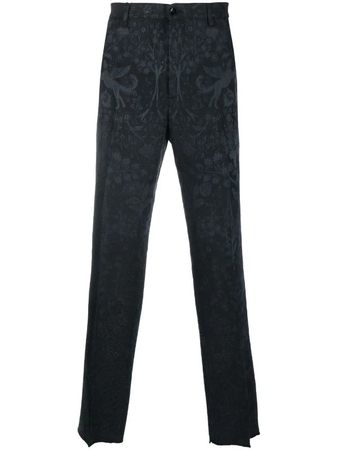 ETRO jacquard pressed-crease tailored trousers