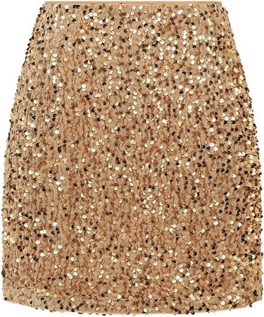 Amazon.com: IDEALSANXUN Sequin Skirt for Women 2023 Fall Metallic Sliver Sparkle Glitter Bodycon Mini Skirts, Khaki, L : Clothing, Shoes & Jewelry