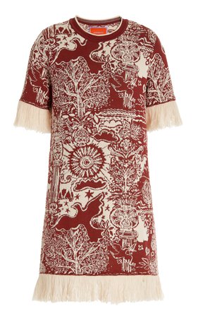 Fringed Wool-Blend Jacquard Mini Dress By La Doublej | Moda Operandi