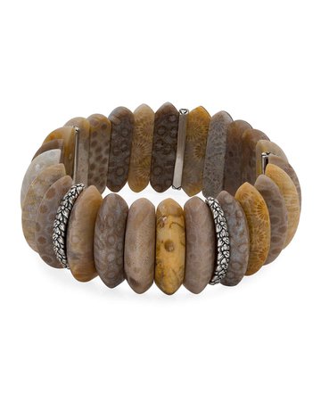 Stephen Dweck Fossil Coral Marquise Stretch Bracelet