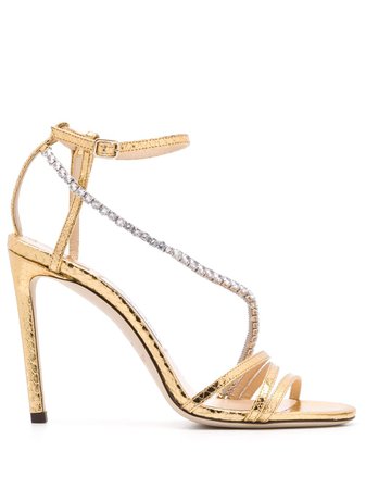 Jimmy Choo Thaia 100Mm Crystal-Embellished Sandals THAIA100WHK Gold | Farfetch