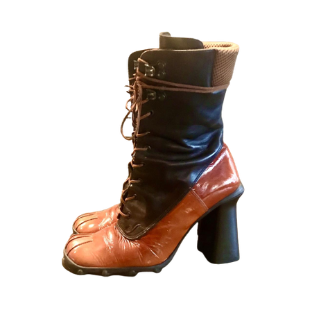 Miu Miu Fall 1999 Orange Lace Up Heeled Boots