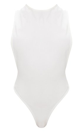 White Crepe Side Boob Thong Bodysuit | Tops | PrettyLittleThing USA