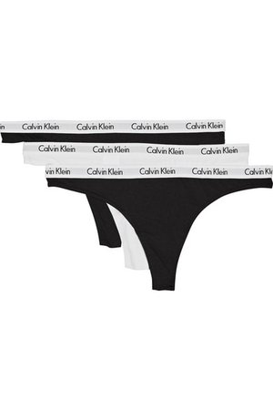 CALVIN KLEIN UNDERWEAR Set of three Carousel stretch-cotton jersey thongs