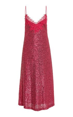 Lace-Trimmed Sequined Midi Slip Dress By Monique Lhuillier | Moda Operandi