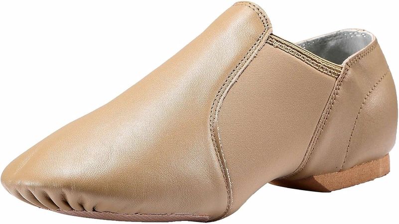 Amazon.com | Dynadans Leather Upper Slip-on Jazz Dance Shoe for Women Men's Dance Shoes Brown 8M | Ballet & Dance
