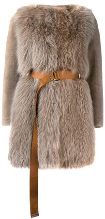 Blancha belted fur coat