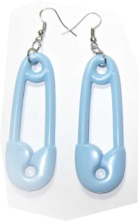 Blue Safety Pin Earrings
